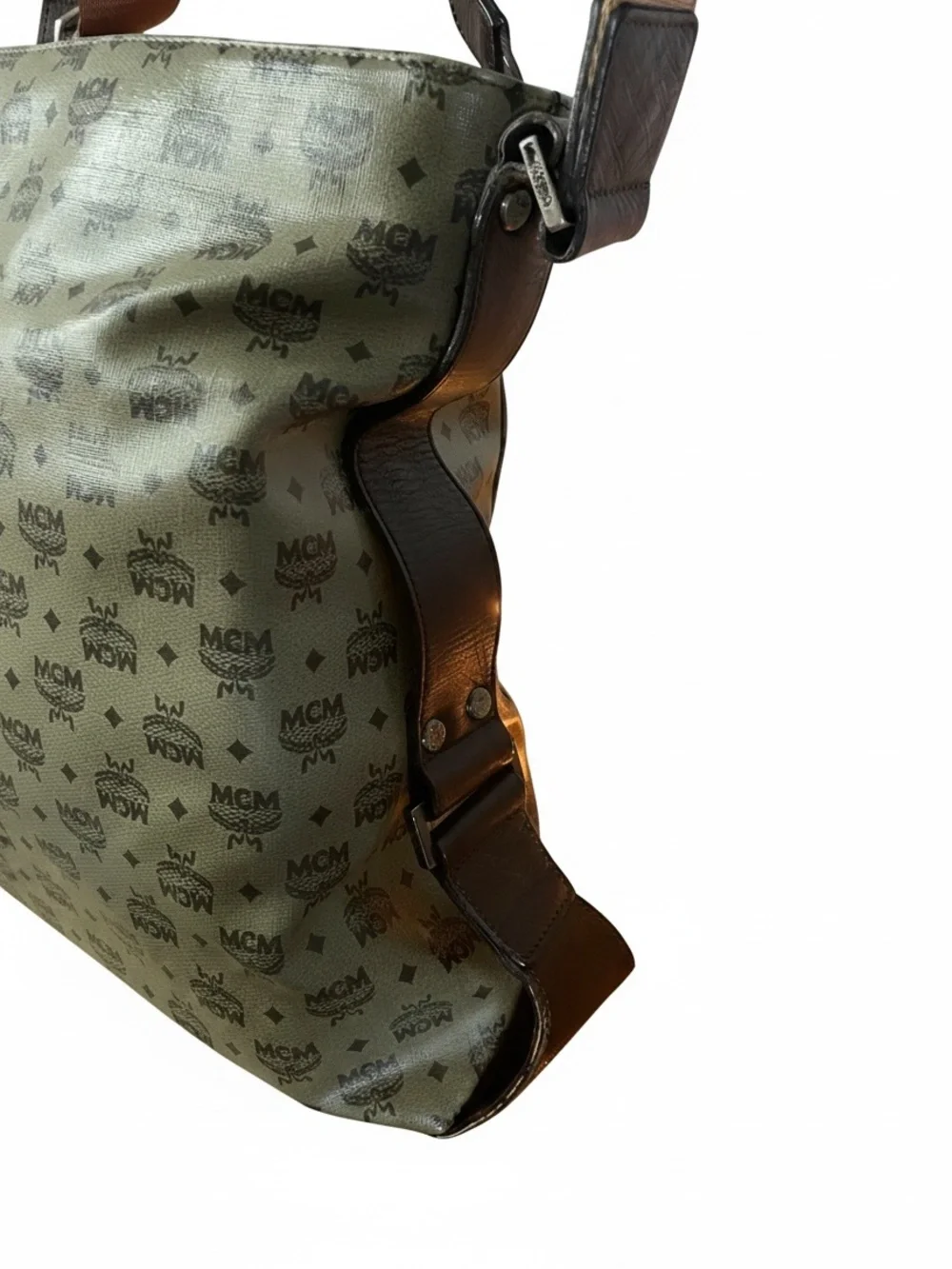 RARE Vintage MCM Olive Visetos Monogram Hobo Bag - Large Shoulder Bag